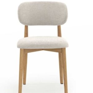 PACK 2 SILLAS MADERA DE ROBLE NATURAL TAPIZADO EN BLANCO