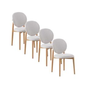 PACK 4 SILLAS MADERA DE ROBLE NATURAL TAPIZADO EN BLANCO Gabar