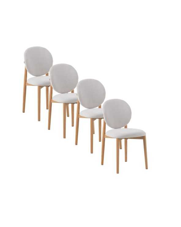 PACK 4 SILLAS MADERA DE ROBLE NATURAL TAPIZADO EN BLANCO - Imagen 2