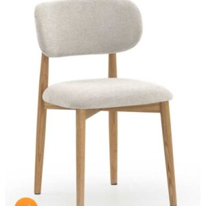 PACK 4 SILLAS MADERA DE ROBLE NATURAL TAPIZADO EN BLANCO Gabar