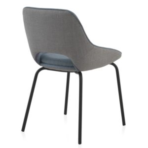 PACK 4 SILLAS TAPIZADAS BICOLOR AZUL/GRIS PATAS METALICAS NEGRAS  Gabar