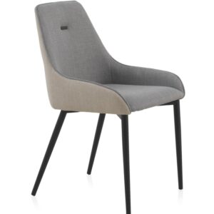PACK 4 SILLAS TAPIZADAS BICOLOR BEIGE/GRIS PATAS METALICAS NEGRA  Gabar