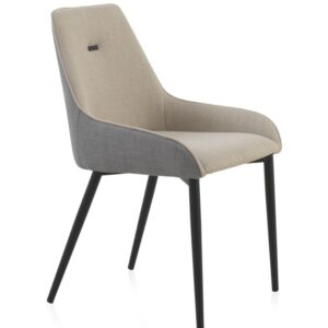 PACK 4 SILLAS TAPIZADAS BICOLOR GRIS/BEIGE PATAS METALICAS NEGRA  Gabar