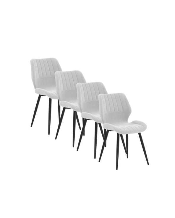 PACK 4 SILLAS TAPIZADAS CHENILLA HUESO CON PATAS METALICAS NEGRA - Imagen 2