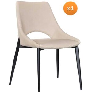 PACK 4 SILLAS TAPIZADAS COLOR CARAMELO PATAS METALICAS NEGRAS  Gabar