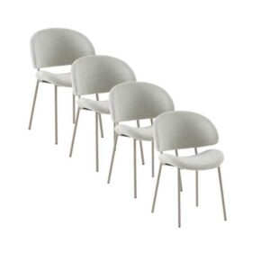 PACK 4 SILLAS TAPIZADAS EN CHENILLA CREMA CON PATAS METALICAS EN  Gabar