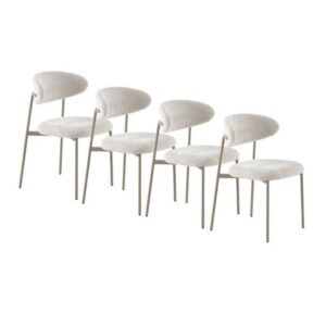 PACK 4 SILLAS TAPIZADAS EN CHENILLA CREMA CON PATAS METALICAS EN  Gabar