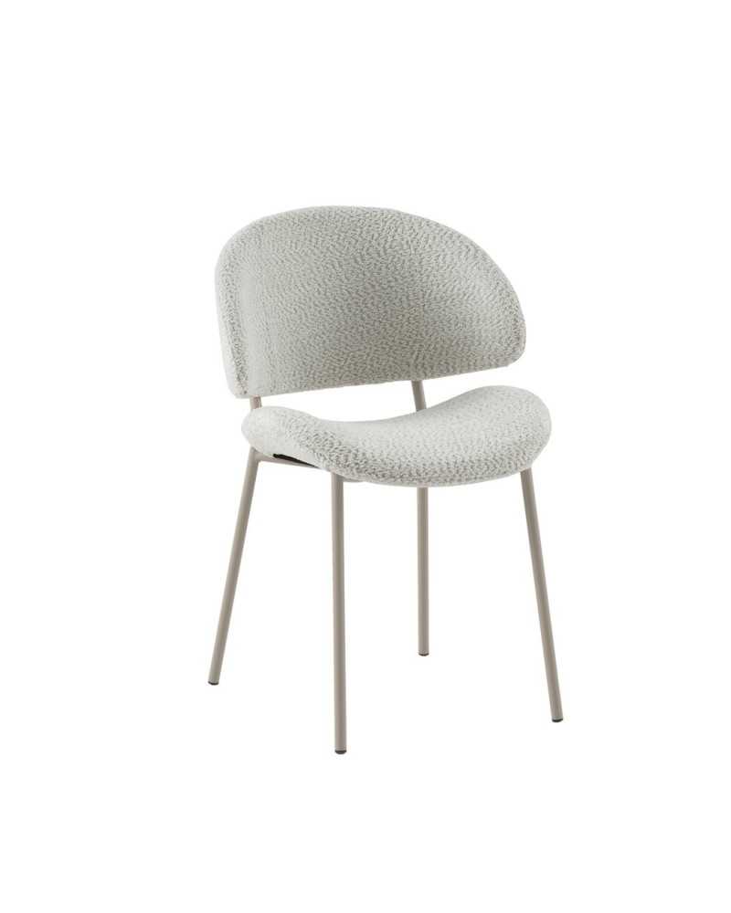 PACK 4 SILLAS TAPIZADAS EN CHENILLA CREMA CON PATAS METALICAS EN