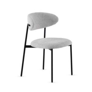 PACK 4 SILLAS TAPIZADAS EN CHENILLA GRIS CLARO CON PATAS METALIC