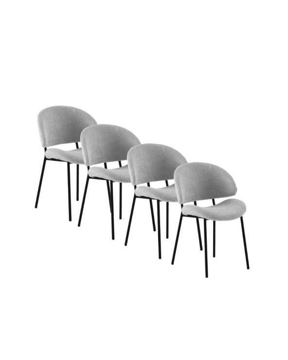PACK 4 SILLAS TAPIZADAS EN CHENILLA GRIS CLARO CON PATAS METALIC - Imagen 2