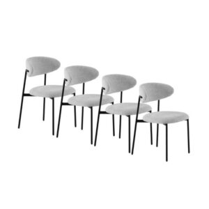 PACK 4 SILLAS TAPIZADAS EN CHENILLA GRIS CLARO CON PATAS METALIC  Gabar