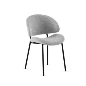 PACK 4 SILLAS TAPIZADAS EN CHENILLA GRIS CLARO CON PATAS METALIC