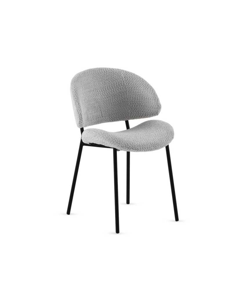 PACK 4 SILLAS TAPIZADAS EN CHENILLA GRIS CLARO CON PATAS METALIC