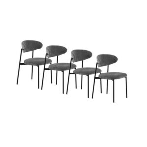 PACK 4 SILLAS TAPIZADAS EN CHENILLA GRIS OSCURO CON PATAS METALI  Gabar