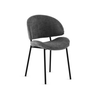 PACK 4 SILLAS TAPIZADAS EN CHENILLA GRIS OSCURO CON PATAS METALI