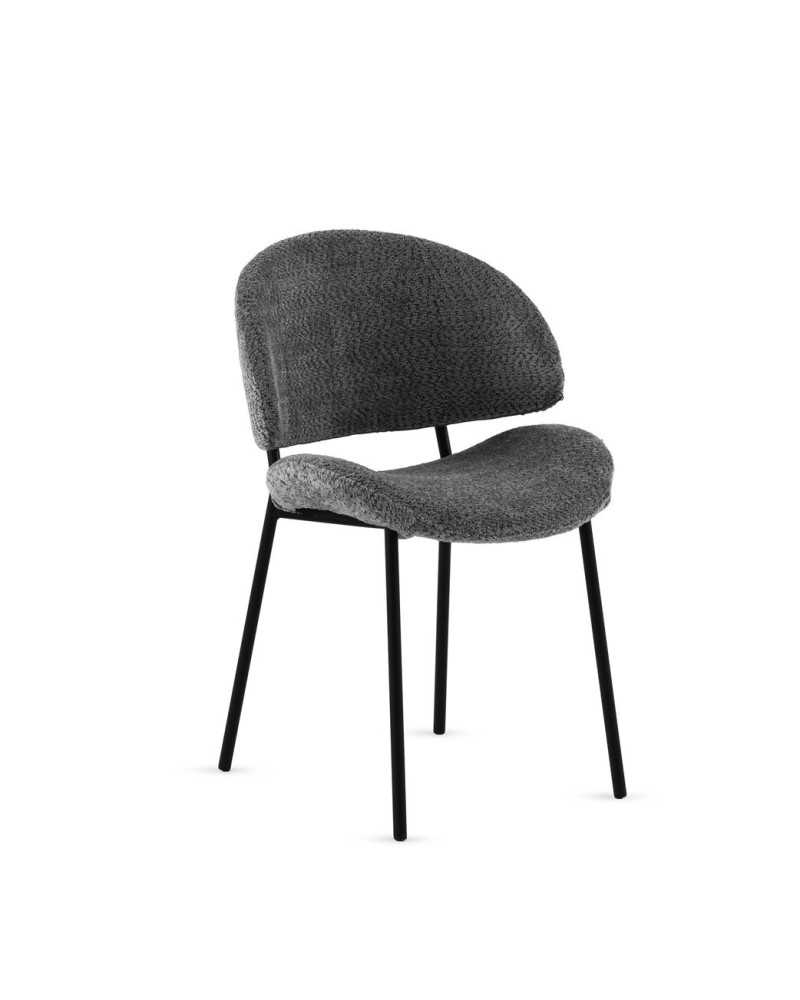 PACK 4 SILLAS TAPIZADAS EN CHENILLA GRIS OSCURO CON PATAS METALI