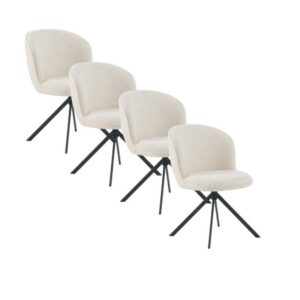 PACK 4 SILLAS TAPIZADAS TWEED BLANCO MOTEADO CON PATAS METALICAS  Gabar