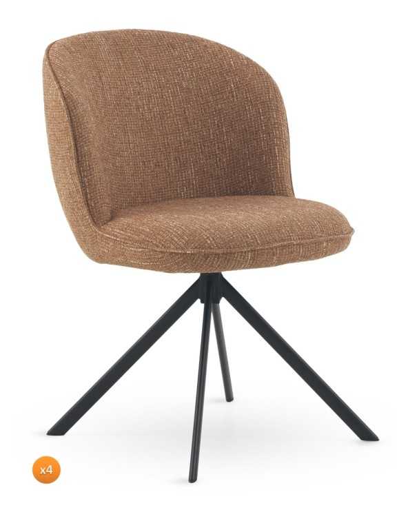 PACK 4 SILLAS TAPIZADAS TWEED TERRACOTA MOTEADO CON PATAS METALI - Imagen 2