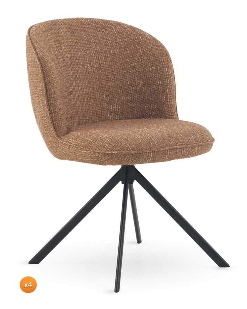 PACK 4 SILLAS TAPIZADAS TWEED TERRACOTA MOTEADO CON PATAS METALI Gabar