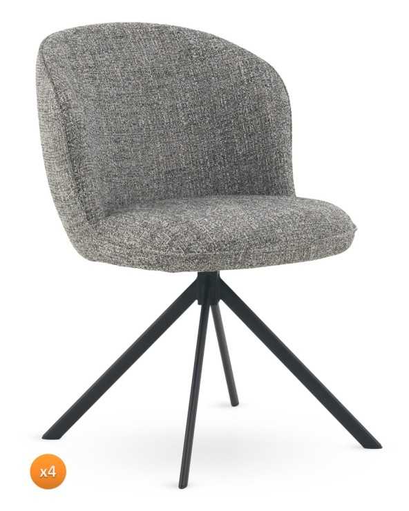 PACK 4 SILLAS TAPIZADAS TWEED VERDE MOTEADO CON PATAS METALICAS - Imagen 2