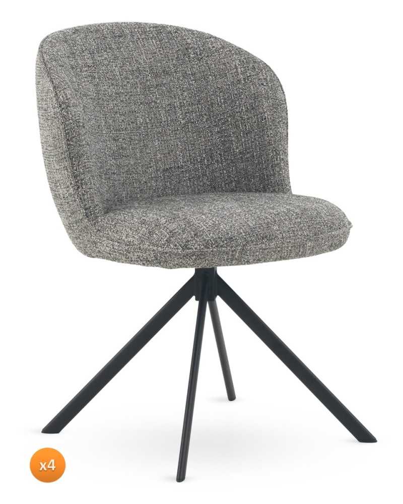 PACK 4 SILLAS TAPIZADAS TWEED VERDE MOTEADO CON PATAS METALICAS Gabar