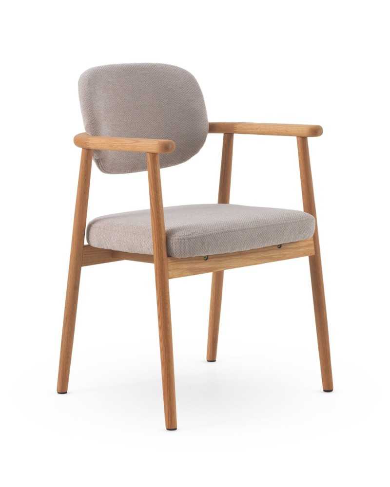 PACK 4 SILLONES MADERA DE ROBLE NATURAL TAPIZADO EN BEIGE