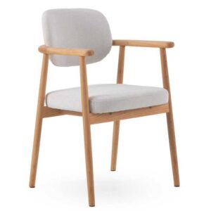PACK 2 SILLONES MADERA DE ROBLE NATURAL TAPIZADO EN BLANCO