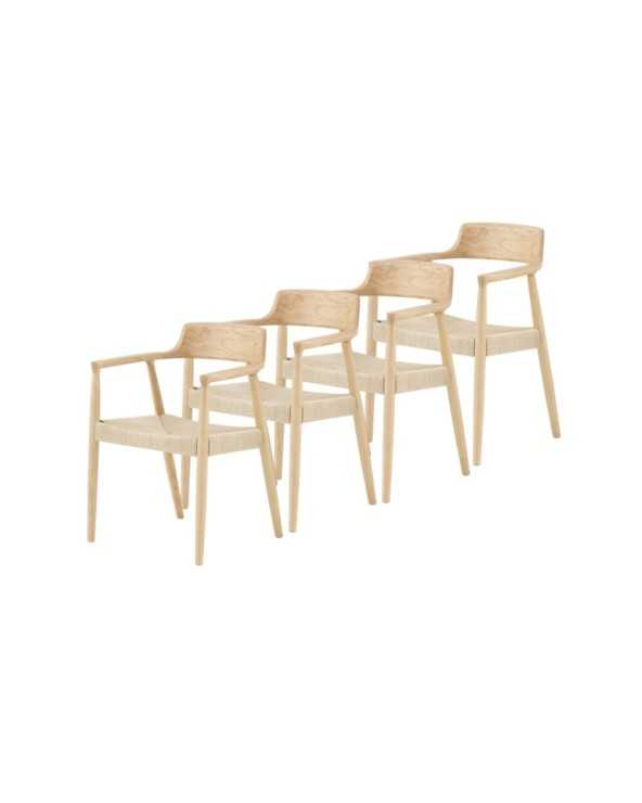 PACK 4 SILLONES MADERA DE TOON CON ASIENTO TRENZADO - Imagen 2