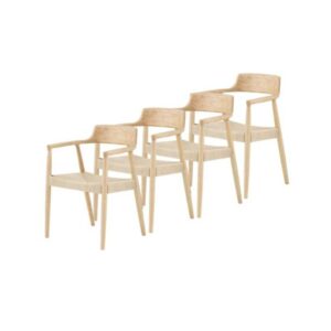 PACK 4 SILLONES MADERA DE TOON CON ASIENTO TRENZADO  Gabar