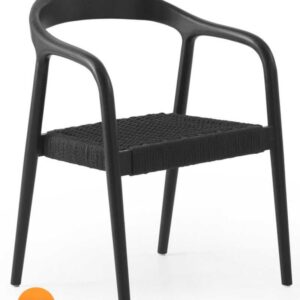 PACK 4 SILLONES NEGROS MADERA DE FRESNO CON ASIENTO TRENZADO  Gabar