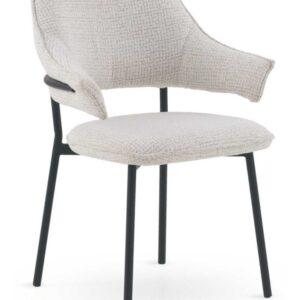 PACK 4 SILLONES TAPIZADOS CHENILLA JASPEADO BLANCO CON PATAS MET  Gabar