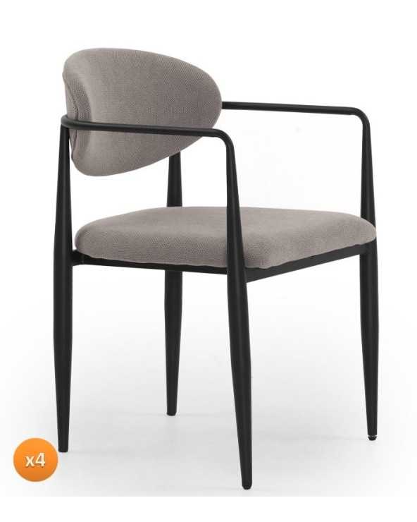 PACK 4 SILLONES TAPIZADOS CHENILLA PERGAMINO CON PATAS METALICAS - Imagen 2