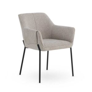 PACK 4 SILLONES TAPIZADOS EN CHENILLA COLOR BEIGE Y PATAS DE MET