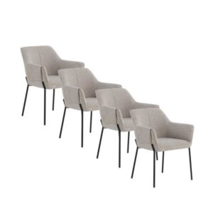 PACK 4 SILLONES TAPIZADOS EN CHENILLA COLOR BEIGE Y PATAS DE MET  Gabar