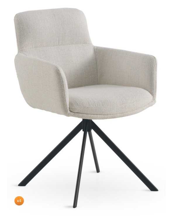 PACK 4 SILLONES TAPIZADOS TWEED BLANCO MOTEADO CON PATAS METALIC - Imagen 2