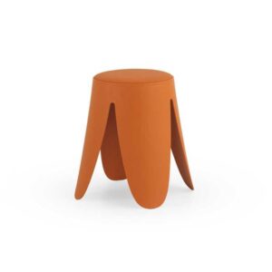 PACK 4 TABURETES BAJOS DE POLIPROPILENO CON ASIENTO TAPIZADO EN