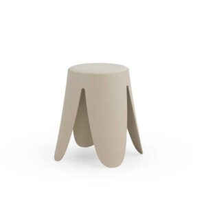 PACK 4 TABURETES BAJOS DE POLIPROPILENO CON ASIENTO TAPIZADO EN