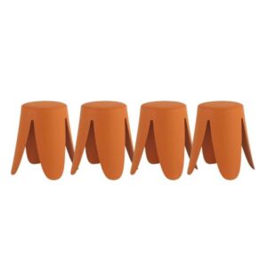 PACK 4 TABURETES BAJOS DE POLIPROPILENO CON ASIENTO TAPIZADO EN Gabar