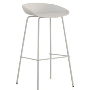 PACK 2 TABURETES PP COLOR BLANCO CON PATAS METALICAS Gabar