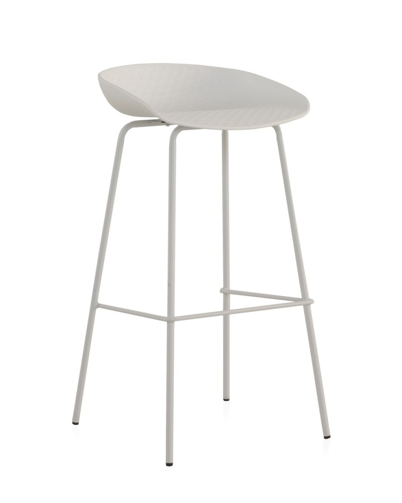 PACK 2 TABURETES PP COLOR BLANCO CON PATAS METALICAS Gabar