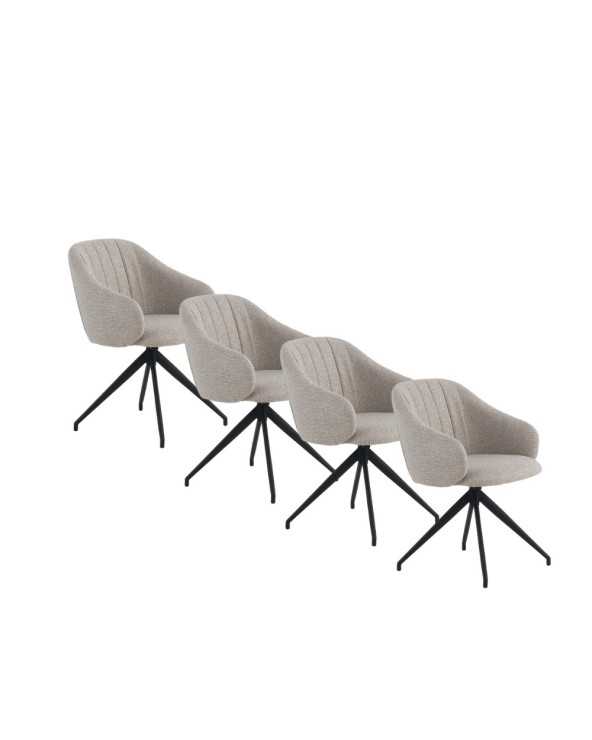 PACK DE 4 SILLONES GIRATORIOS TAPIZADOS EN CHENILLA COLOR BEIGE - Imagen 2