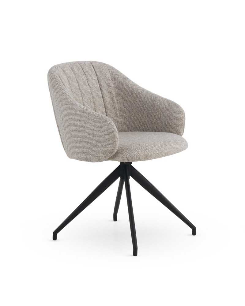 PACK DE 4 SILLONES GIRATORIOS TAPIZADOS EN CHENILLA COLOR BEIGE