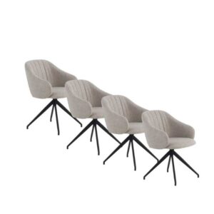 PACK DE 4 SILLONES GIRATORIOS TAPIZADOS EN CHENILLA COLOR BEIGE  Gabar