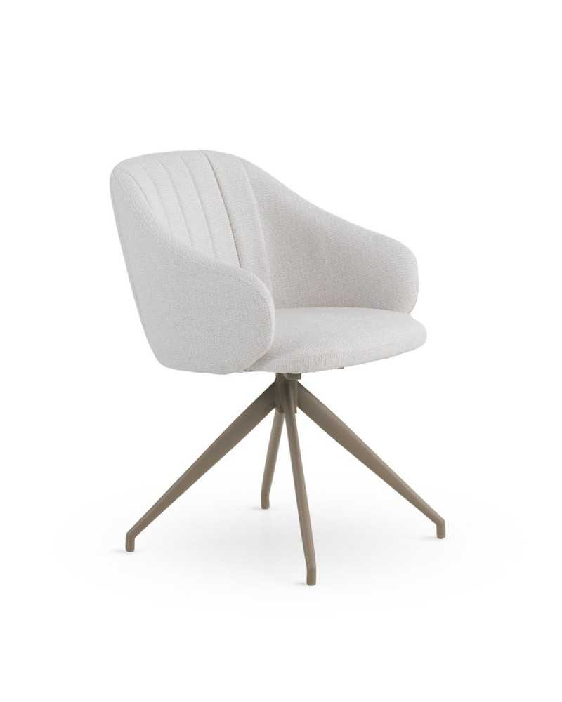 PACK DE 4 SILLONES GIRATORIOS TAPIZADOS EN CHENILLA COLOR CREMA