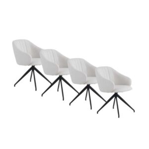 PACK DE 4 SILLONES GIRATORIOS TAPIZADOS EN CHENILLA COLOR CREMA Gabar