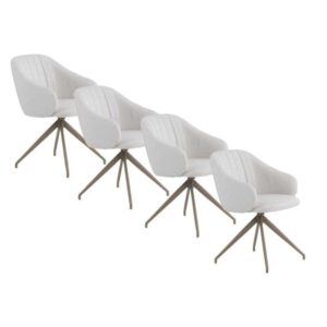 PACK DE 4 SILLONES GIRATORIOS TAPIZADOS EN CHENILLA COLOR CREMA  Gabar