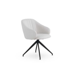 PACK DE 4 SILLONES GIRATORIOS TAPIZADOS EN CHENILLA COLOR CREMA