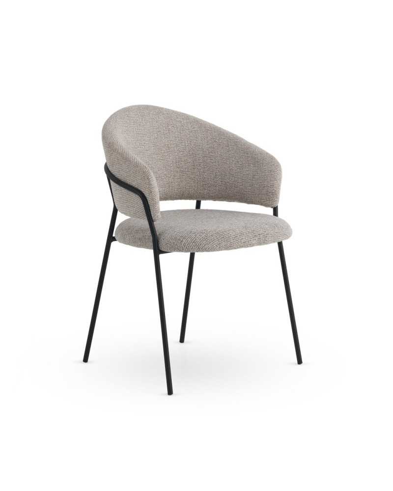 PACK DE 4 SILLONES TAPIZADOS EN CHENILLA COLOR BEIGE Y PATAS DE