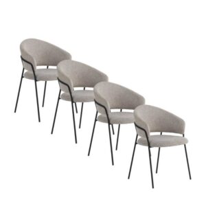 PACK DE 4 SILLONES TAPIZADOS EN CHENILLA COLOR BEIGE Y PATAS DE  Gabar