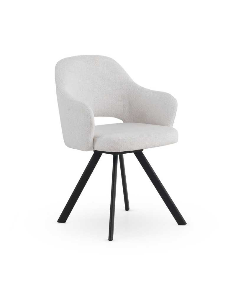 PACK DE 4 SILLONES GIRATORIOS TAPIZADOS EN CHENILLA COLOR CREMA